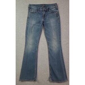 Silver Suki Mid Boot Fluid Womens 27x30 Blue Jeans Bottoms Cut for Boots See Pic